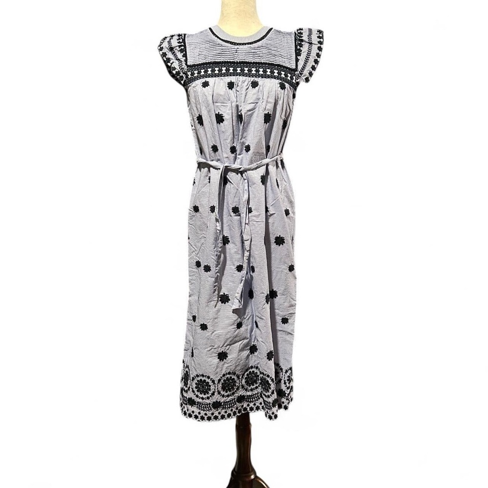 Blue floral Embroidered midi Dress